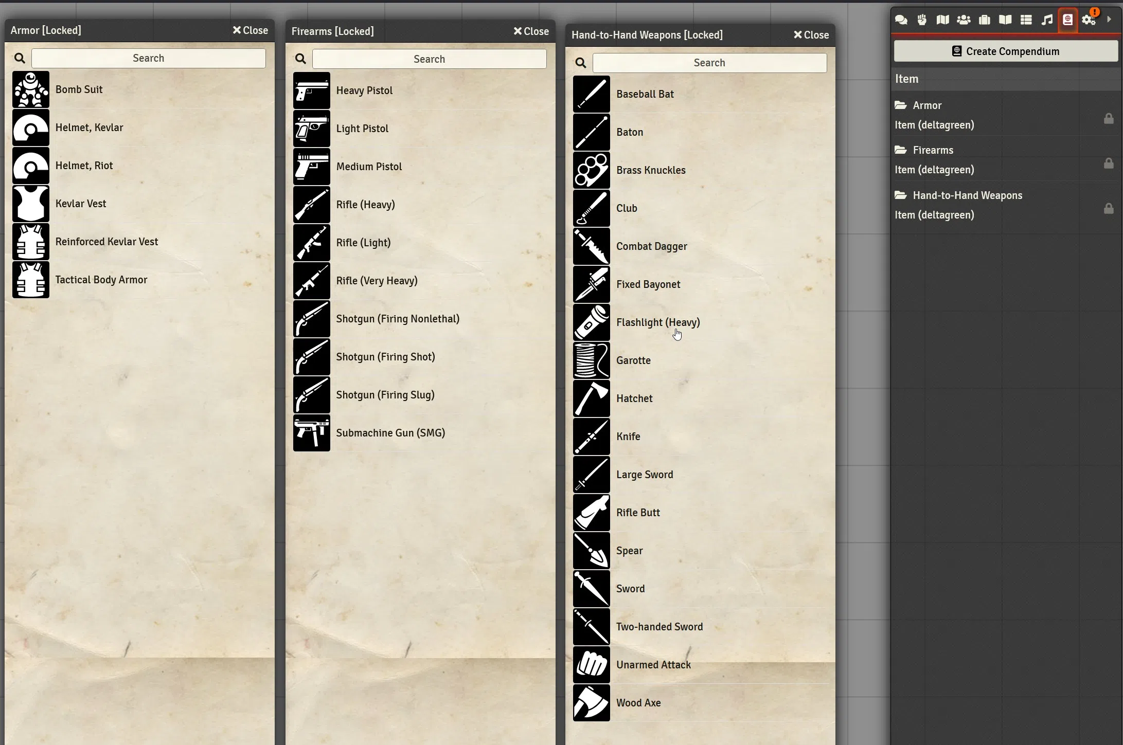 Available Compendium Items