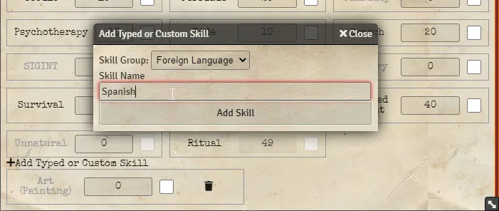 Type Skills Section