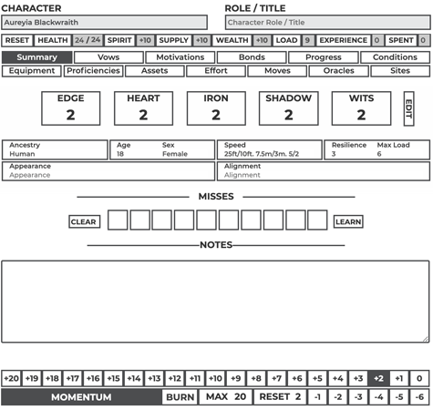 Preview of Character Sheet Layout alt text