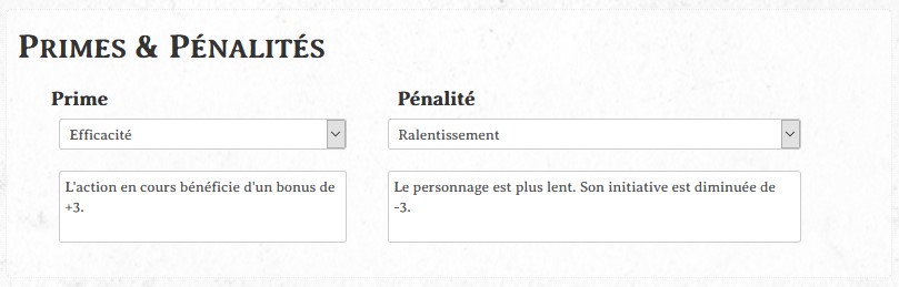 Primes et Pénalités